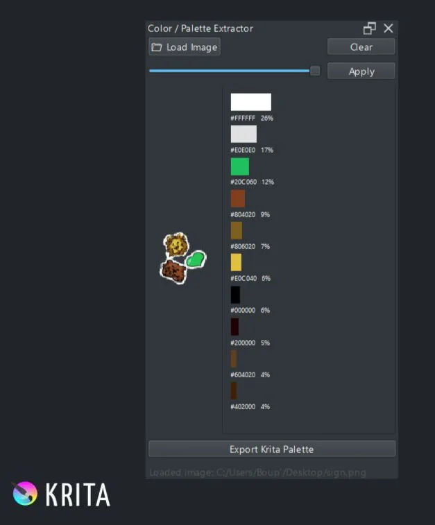 Extracting Color Schemes from Pictures / Color Palette Extractor - Krita plugin